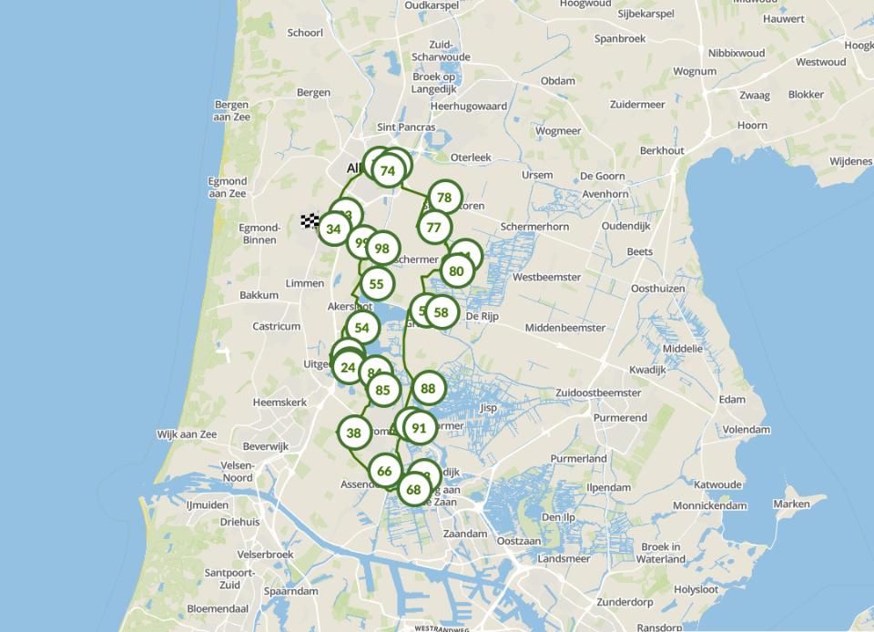 Fietsroute Natuurlijk Noord-Holland op de map